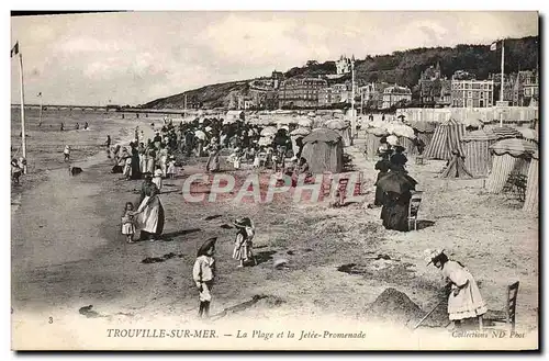 Cartes postales Trouville sur Mer La plage et la jetee promenade