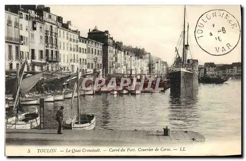 Ansichtskarte AK Toulon Le quai Cronstadt Carre du port Courrier de Corse Bateau