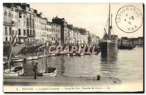 Cartes postales Toulon Le quai Cronstadt Carre du port Courrier de Corse Bateau