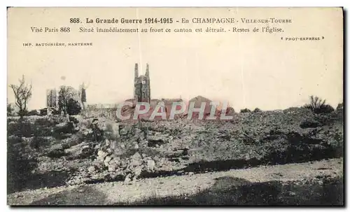 Ansichtskarte AK Champagne Ville Sur Tourbe Restes de l&#39eglise Militaria