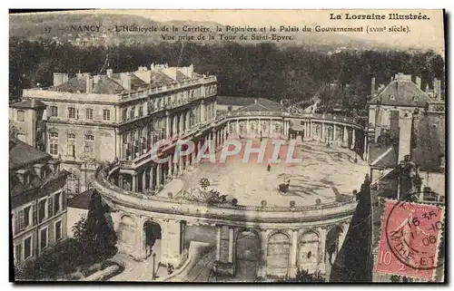 Ansichtskarte AK Nancy L&#39Hemicycle De La Carriere La Pepiniere et le palais du gouvernement Vue prise de la to