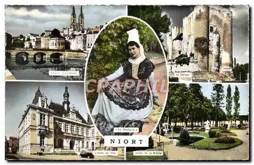 Cartes postales moderne Niort L&#39eglise Saint Andre Le donjon L&#39hotel de ville Jardin de la Breche
