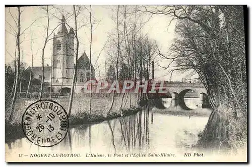 Cartes postales Nogent Le Rotrou L&#39Huisne Le Pont Et I&#39Eglise Saint Hilaire