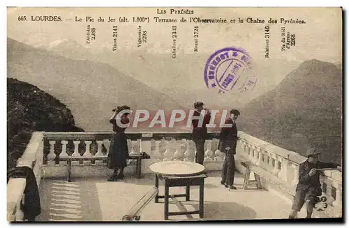 Cartes postales Lourdes Le Pic Du Jer Terrasse de l&#39observatoire et la chaine des Pyrenees