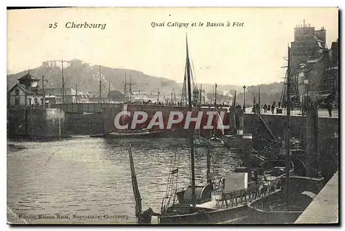 Cartes postales Cherbourg Quai Caligny Et Le Bassin A Flot Bateaux