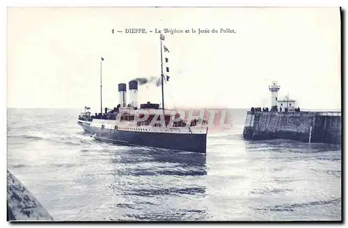 Cartes postales Dieppe Le Brighton Et La Jetee Du Pollet Bateau