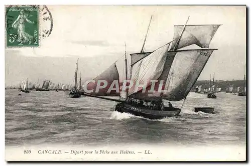 Cartes postales Cancale Depart Pour La Peche Aux Huitres Bateau