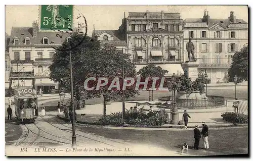 Cartes postales Le Mans La Place De La Republique Tramway Picon