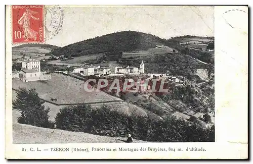 Cartes postales Yzeron Panorama Et Montagne Des Bruyeres Cachet perle