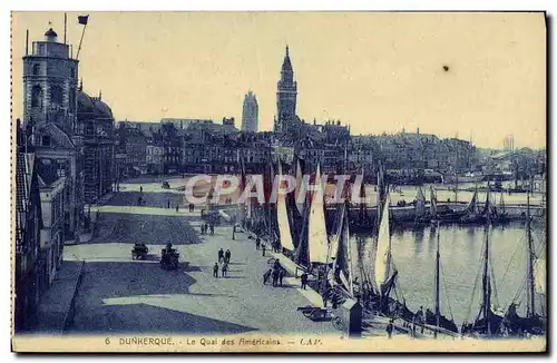 Ansichtskarte AK Dunkerque Le Quai Des Americains Bateaux