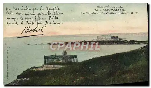 Cartes postales Saint Malo Le Tombeau De Chateaubriand Botrel