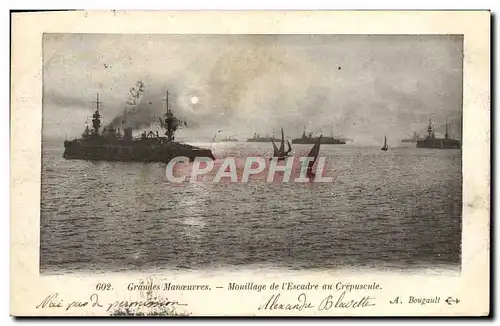 Cartes postales Grandes Manoeures Mouillage de L&#39Escadre au Crepuscule Bateau