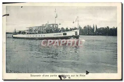 Cartes postales Souvenir d'une Partie de Plaisir Sur le Rhin Bateau Lallekoning