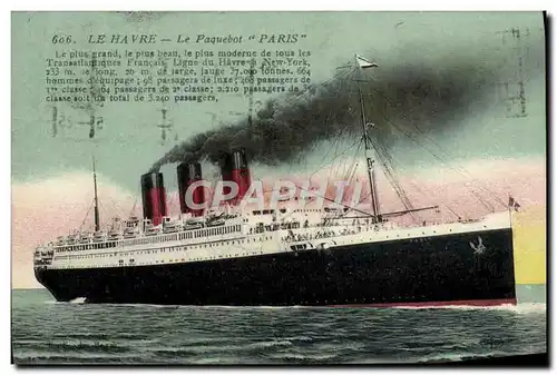 Ansichtskarte AK Le Havre Le Paquebot Paris Bateau