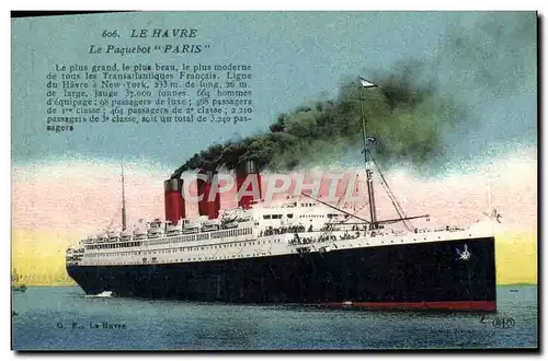 Cartes postales Le Havre Le Paquebot Paris Bateau