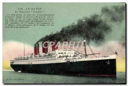 Ansichtskarte AK Le Havre Le Paquebot Paris Bateau