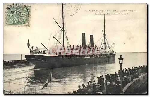 Cartes postales St Nazaire Le Paquebot Transtlantique La Normandie entrant au port Bateau