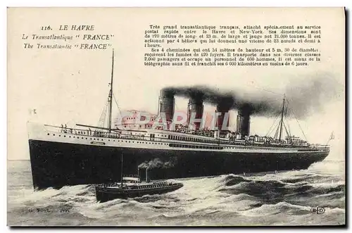 Cartes postales Le Havre Le Transatlantique Bateau