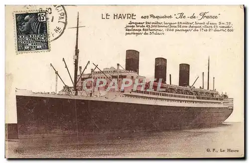 Ansichtskarte AK Le Havre Paquebot Ile de France Bateau