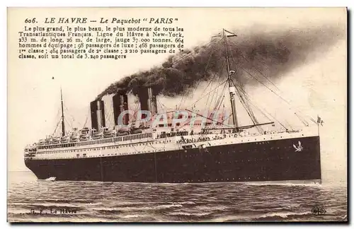 Cartes postales Le Havre Bateau Le Paquebot Paris