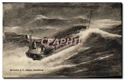 Cartes postales Cherbourg Un torpilleur au large un jour de tempete Bateau