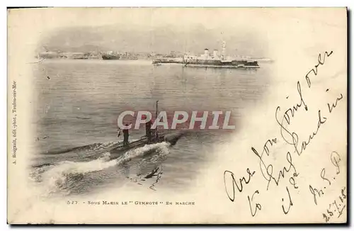 Cartes postales Marine Militaire Francaise Gymnote en marche Bateau