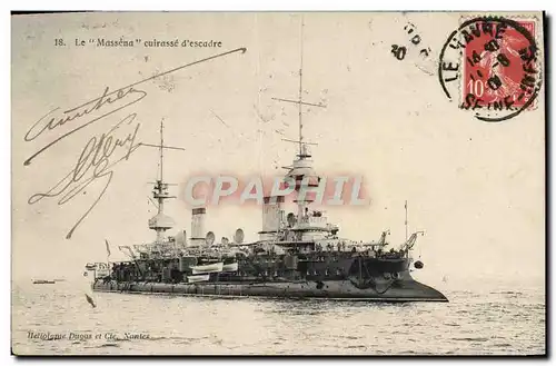 Cartes postales Le Massena Cuirasse d&#39escadre Bateau