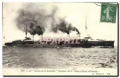 Cartes postales Le Jurien de la Graviere Croiseur de 1ere classe Bateau