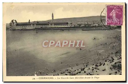 Ansichtskarte AK Cherbourg La Nouvelle Gare Maritime Devant la Plage