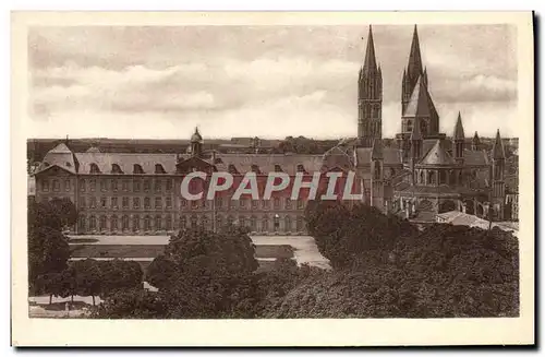 Cartes postales Caen Le Lycee et L'Eglise St Etienne