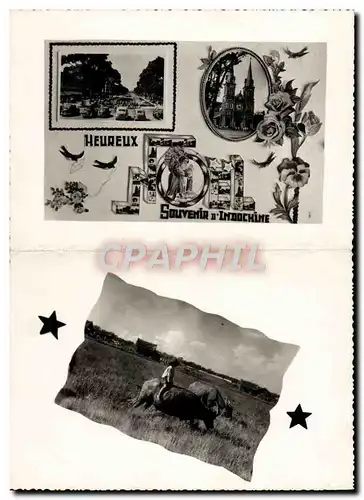 Cartes postales moderne Heureux Noel Indochine Vietnam Boeuf 1951
