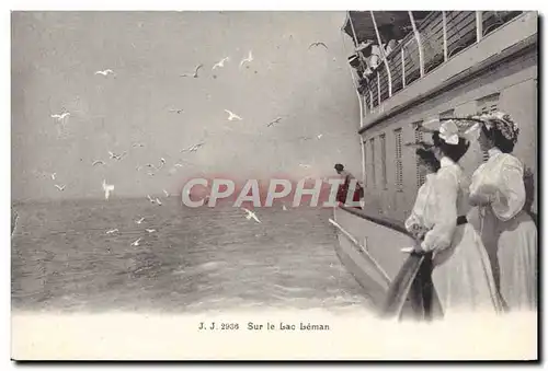 Cartes postales Sur le lac leman Femmes Mouettes