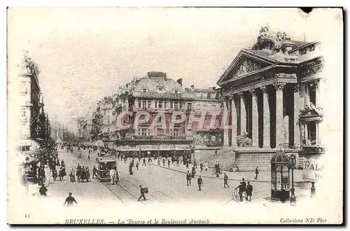Cartes postales Bruxelles La Bourse et le Boulevard Anspach