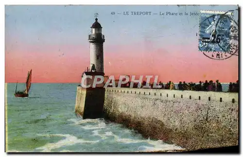 Ansichtskarte AK Le Treport Le Phare et la jetee