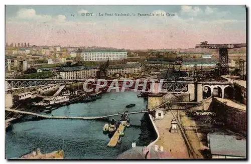 Cartes postales Brest Le Pont National La Passerelle et la Grue