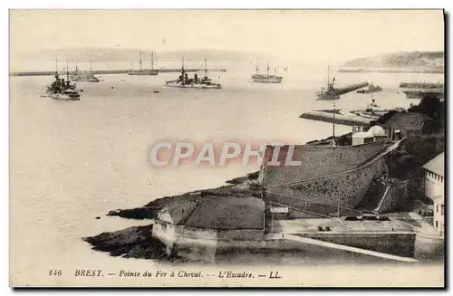 Cartes postales Brest Pointe du Fer a Cheval L&#39escadre Bateaux