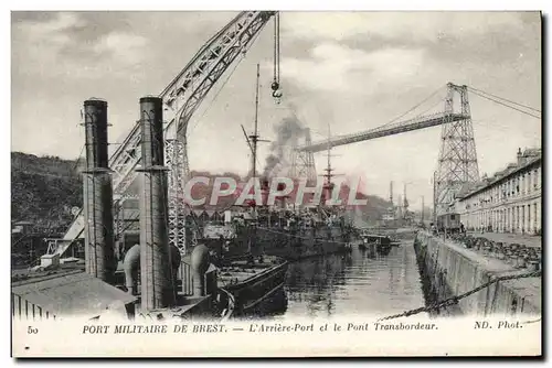 Cartes postales Brest L&#39arriere port et le pont transbordeur Bateaux