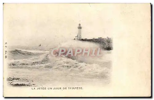 Ansichtskarte AK La Jetee Un Jour De Tempete Phare