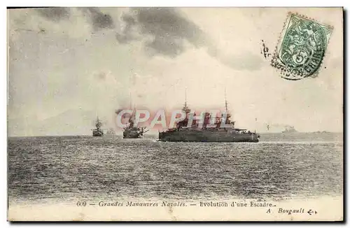 Cartes postales Grandes Mannoeuvres Navales Evolution d&#39une escadre Bateau