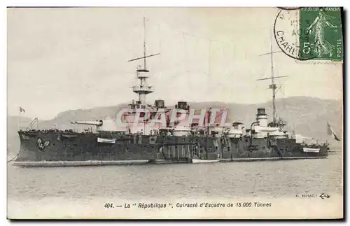 Cartes postales La Republique Cuirasse d'Escadre de 15000 tonnes Bateau