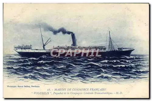 Ansichtskarte AK Marine De Commerce Francaise Volubilis Paquebot de la Compagnie Generale Transatlantique Bateau