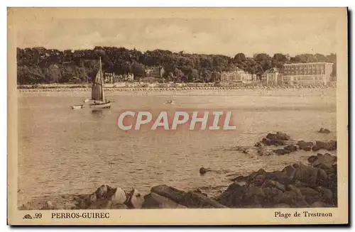 Cartes postales Perros Guirec Plage de Trestraou Bateau