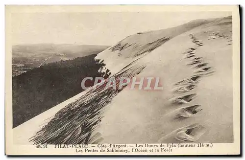 Cartes postales Pilat Plage Cote d'Argent Les Dunes de Pyla Les pentes de Sablonney L'ocean et la foret