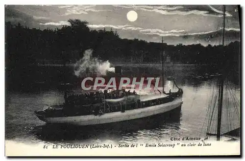 Ansichtskarte AK Le Pouliguen Sortie de l&#39Emile Solacroup au clair de lune Bateau