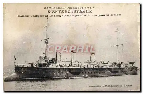 Cartes postales Campagne d&#39Orient 1914 1918 Entrecasaux Croiseur francais de 1er rang