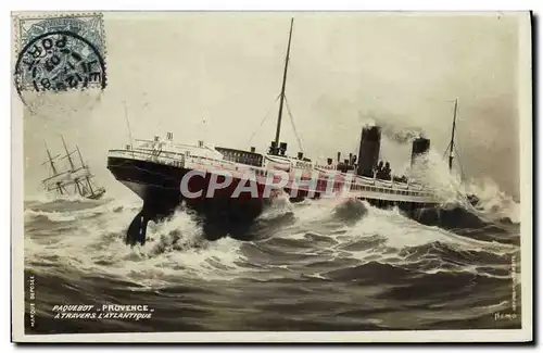 Cartes postales Paquebot Provence a travers l'Atlantique