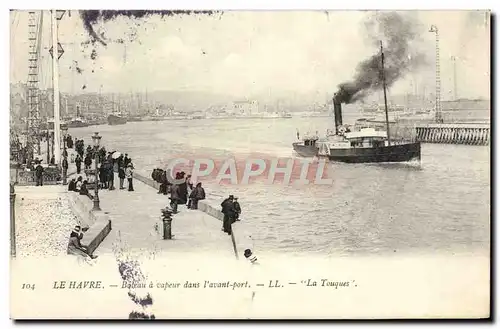 Cartes postales Le Havre Baleau a Vapeur dans L&#39Avant Port La Touques