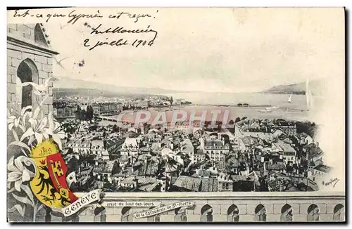 Cartes postales Geneve prise du haut des tours de la cathedrale de St pierre