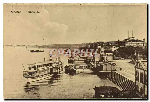 Cartes postales Mainz Rheinufer Bateaux