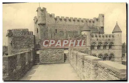 Cartes postales Gand Chateau Des Comtes De Flandre Donjon et chapelle vus de la plateforme du Chatelet d&#39entr
